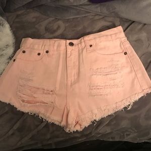 Pink forever 21 ripped shorts